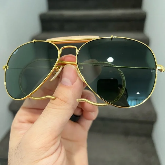 NEW Ray-Ban Outdoorsman Gold Frame Green Classic G-15 RB3030 58mm ADJUSTABLE - Picture 3 of 6